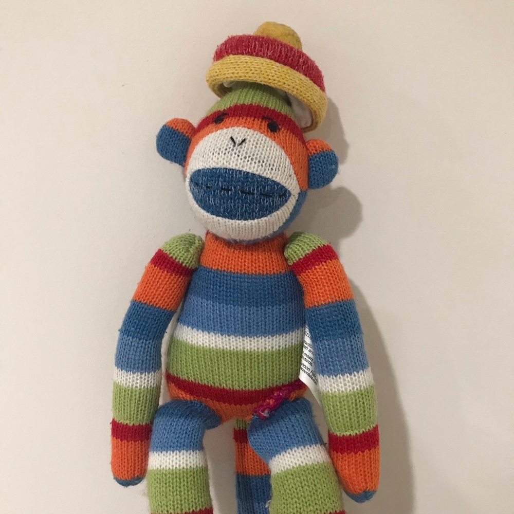 Seasons of Cannon Falls Sock Monkey Magnetic Hands and Feet Multi Color Plush - Picture 5 of 11